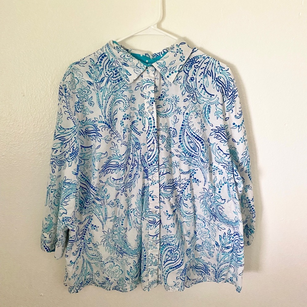 Jones New York Signature Woman Paisley Print Button Down Top